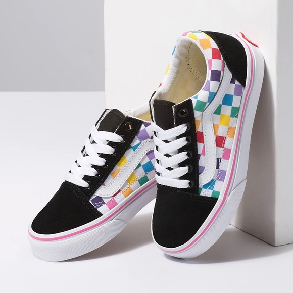 Vans Other - VANS Multi-color Rainbow Checkerboard Old Skool Suede Skate Sneaker Kid's Size 1